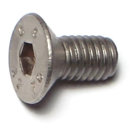 Midwest Fastener M6-1.00 Socket Head Cap Screw, Flat, Plain Stainless Steel, 12 mm Length, 10 PK 77047